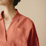 Linen Plaid Oversized Fit Pocket Shirt