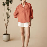 Linen Oversized Fit Pocket Shirt ELOWEN