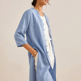 100% Linen Hand Button Long Top DILLON