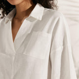 Linen Plaid Oversized Fit Pocket Shirt