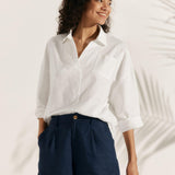 Linen Plaid Oversized Fit Pocket Shirt