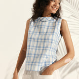 100% Linen Draped Collar Tank Top JACQUELINE