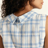 100% Linen Draped Collar Tank Top JACQUELINE