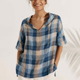 100% Linen V-Neck Short Sleeve Shirt SIERRA