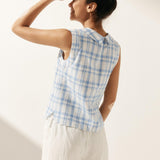 100% Linen Draped Collar Tank Top JACQUELINE