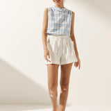 100% Linen Draped Collar Tank Top JACQUELINE