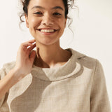 Linen Round Soft-Fold Collar Top ANAIS