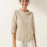 Linen Round Soft-Fold Collar Top ANAIS