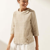 Linen Round Soft-Fold Collar Top ANAIS