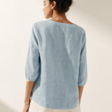 100% Linen Puff Sleeves Top LEAH