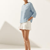 Linen Round Soft-Fold Collar Top ANAIS