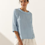 Linen Round Soft-Fold Collar Top ANAIS