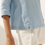 Linen Round Soft-Fold Collar Top ANAIS