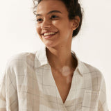 Linen Plaid Oversized Fit Pocket Shirt