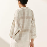 Linen Plaid Oversized Fit Pocket Shirt