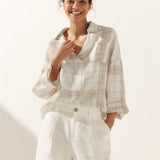 Linen Plaid Oversized Fit Pocket Shirt