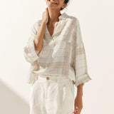 Linen Plaid Oversized Fit Pocket Shirt