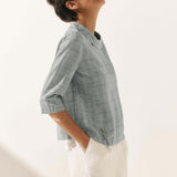 Linen Round Soft-Fold Collar Top ANAIS