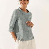Linen Round Soft-Fold Collar Top ANAIS