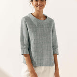 Linen Round Soft-Fold Collar Top ANAIS
