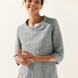 Linen Round Soft-Fold Collar Top ANAIS