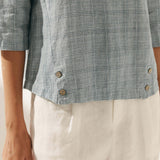 Linen Round Soft-Fold Collar Top ANAIS