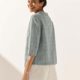 Linen Round Soft-Fold Collar Top ANAIS