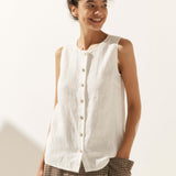100% Linen Buttons Down Tank Top ERIN