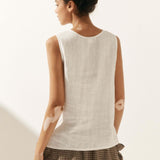 100% Linen Buttons Down Tank Top ERIN