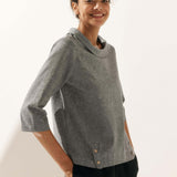 Linen Round Soft-Fold Collar Top ANAIS
