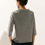 Linen Gingham Checked Round Soft-Fold Collar Top LAURA