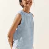 100% Linen Draped Collar Tank Top JACQUELINE