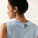 100% Linen Draped Collar Tank Top JACQUELINE