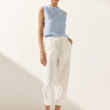 100% Linen Draped Collar Tank Top JACQUELINE