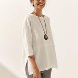 Linen White Boat Neck Oversized Top AVA
