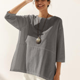 Linen White Boat Neck Oversized Top AVA