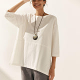 Linen White Boat Neck Oversized Top AVA