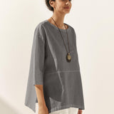 Linen White Boat Neck Oversized Top AVA