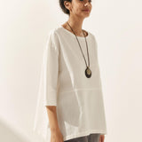 Linen White Boat Neck Oversized Top AVA