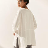 Linen White Boat Neck Oversized Top AVA