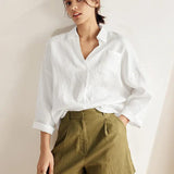 Linen Oversized Fit Pocket Shirt ELOWEN