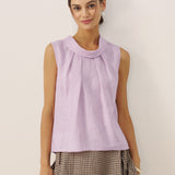 100% Linen Structured Collar Sleeveless Blouse BLAIR