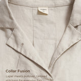 100% Linen Blazer-Inspired Pullover Top DINA