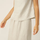 100% Linen Cap Sleeve Beaded Top BIANCA