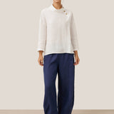 100% Linen Classic Side Neck Top CORA