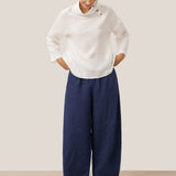 100% Linen Classic Side Neck Top CORA