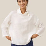 100% Linen Classic Side Neck Top CORA