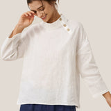 100% Linen Classic Side Neck Top CORA