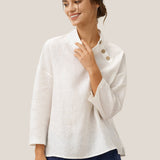 100% Linen Classic Side Neck Top CORA