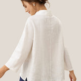 100% Linen Classic Side Neck Top CORA